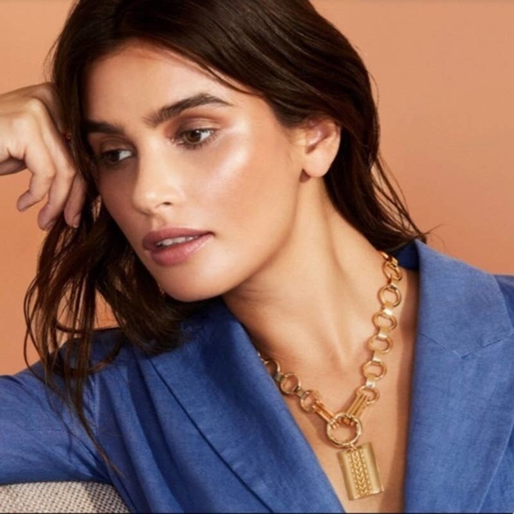 Dannijo Elisa Gold Tone Chain Necklace w/ Pendant